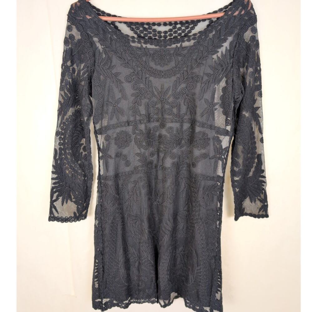 Express black sheer lace lined dress Size Small Whimsigoth Retro Dark Romance